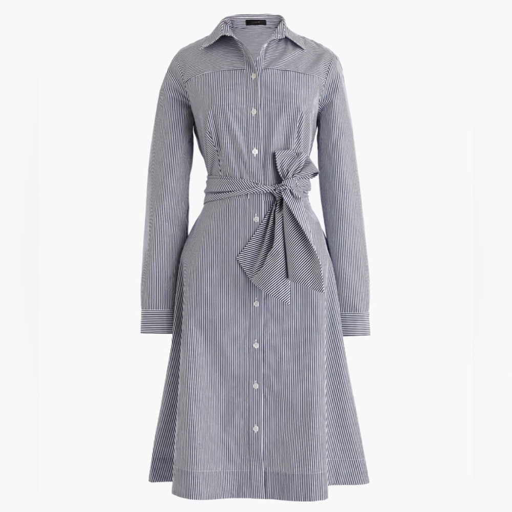 Jcrew tie waist poplin Shirt Dress